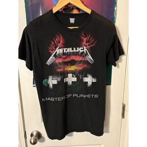 Metallica Master of Puppets Black Graphic T Shirt Men y2k 2000s